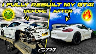 I FULLY REBUILT MY CRASHED PORSCHE CAYMAN GT4!!.. ITS SOUNDS EPIC!!...
