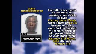 Vianney Jeasel Renee ~ Short Obituary