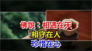 佛說：相遇在天，相守在人，珍惜在心，[心靈驛站]