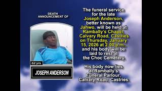 Joseph Anderson ~ Short Obituary