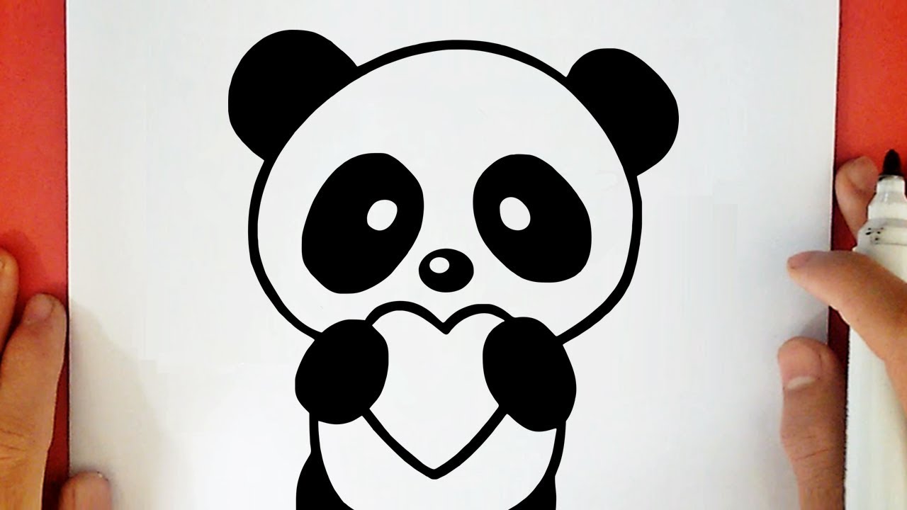 COMMENT DESSINER UN PANDA KAWAII AVEC UN COEUR - YouTube