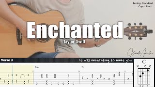 Enchanted - Taylor Swift | Fingerstyle Guitar | TAB + Chords + Lyrics