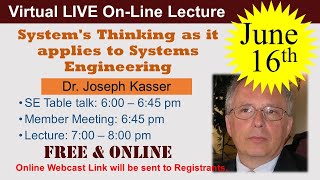 2021-06-16: System's Thinking as it applies to Systems Engineering (Kasser)