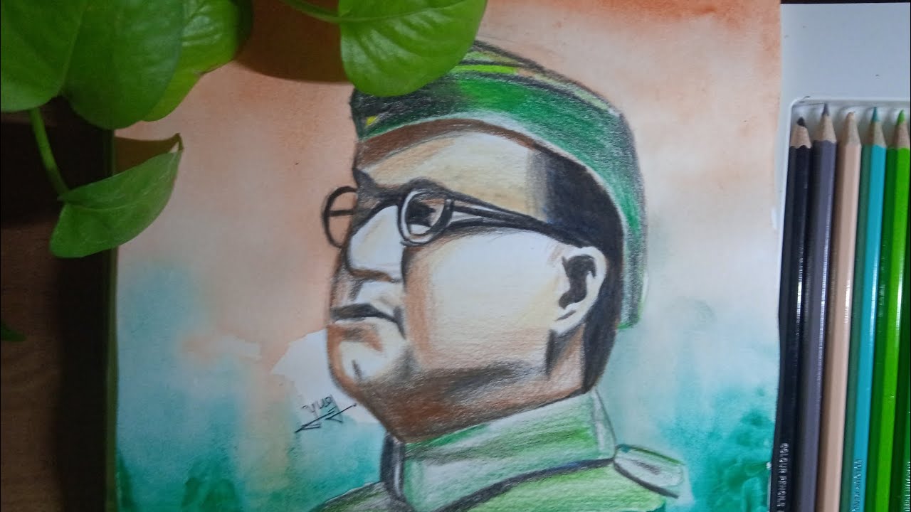 Subhash Chandra Bose Drawing Tutorial Youtube