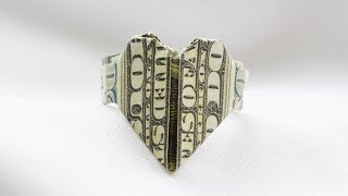Money RING Heart Origami Dollar Tutorial DIY