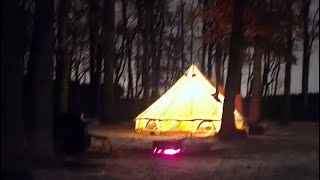 Canvas Tent \u0026 Wood Stove Winter Adventure.  4 years of use.