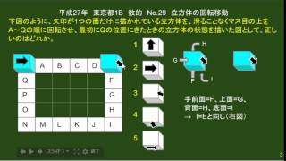 平成27年・東京都1B・数的処理・No.29・立方体の回転移動