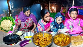 My Village Life Vlog। Daily Night Routine। Making Dinner Cauliflower Roast, Pakora Home Made Paratha