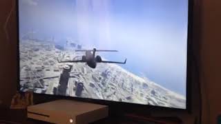 GTA V landing on the Maze Bank with miljet