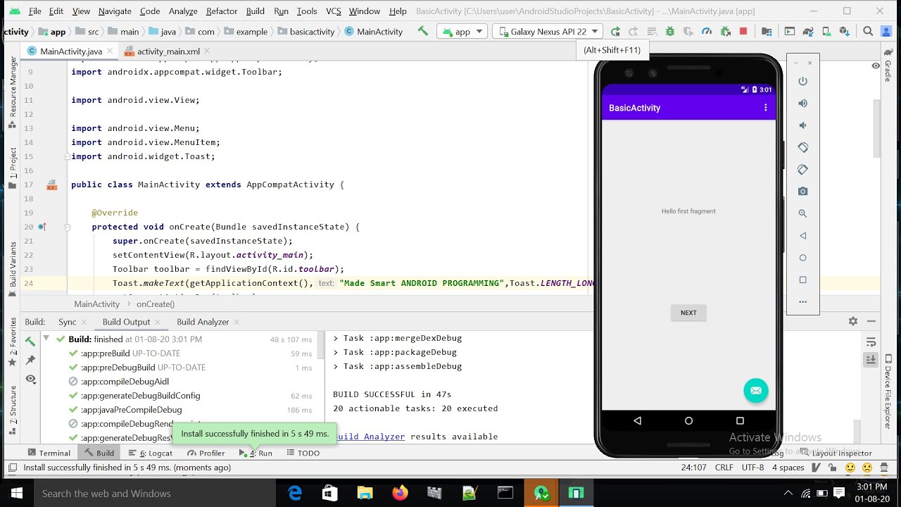 How To Set BasicActivity In Android Studio?basic Activity In Android ...