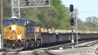 CSX 3135 Leads K594 Pipe Loads Westbound - Terre Haute, IN 4-19-21