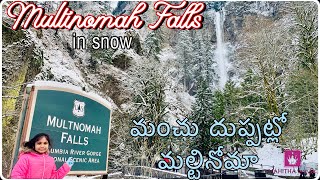 Multinomah Falls Oregon State, USA | మంచు దుప్పట్లో మల్టినోమా  | The World Famous Water Fall in Snow