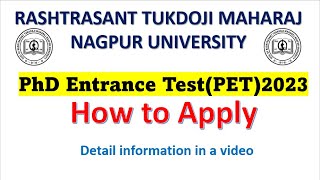 RTMNU PET 2023. Nagpur University PhD Admission Notification, Exam detail  How to apply detail guide