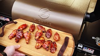 Bacon Wrapped Chicken Wings In BBQ Sauce! / On The Affordable Z-Grills 600 Series Pellet Grill!