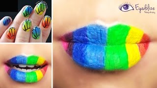 Rainbow Lipstick and Rainbow Nails! An EyedolizeMakeup and Naileditnz collaboration