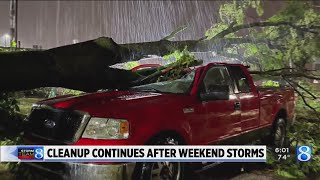 Cleanup continues after weekend storms