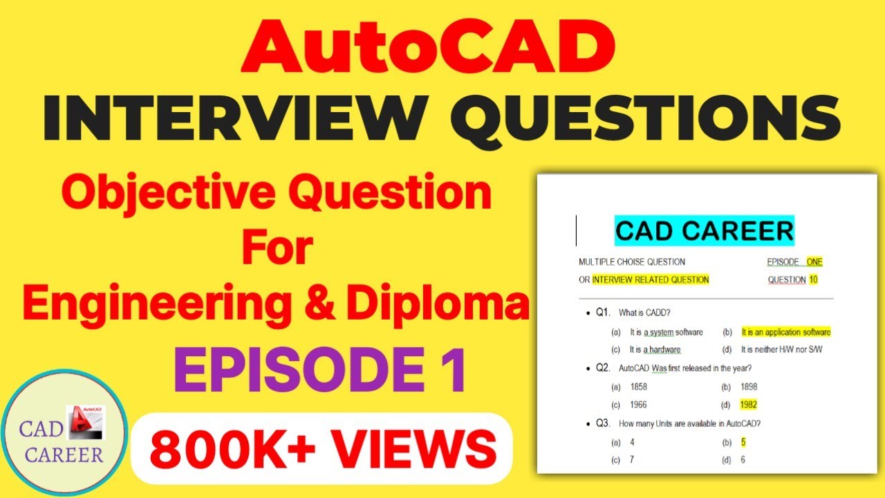 AutoCAD Interview Questions And Answers || Autocad Objective Questions ...