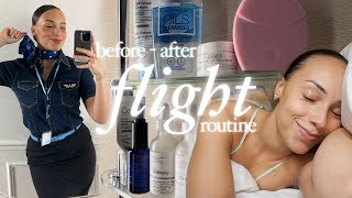 flight routine ⋮ get unready \u0026 ready with me 🧖🏽‍♀️🛩💄