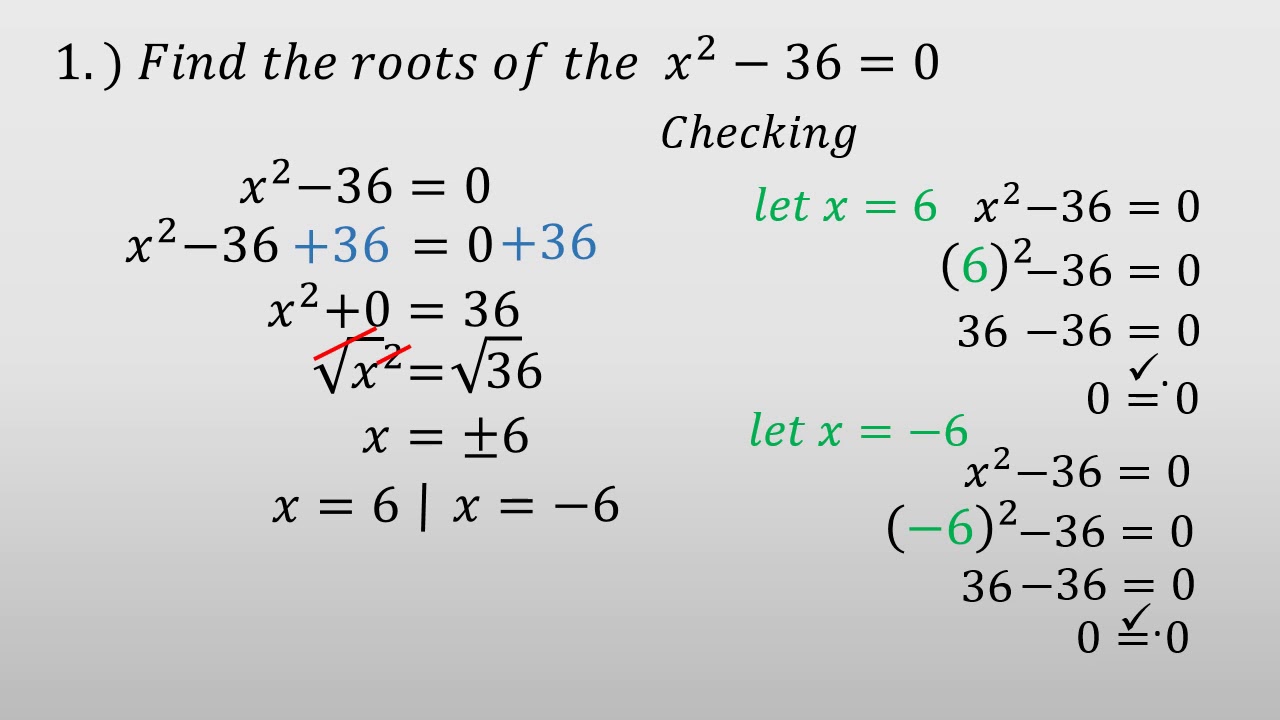 Solving Quadratic Equation By Extracting Square Root (part 1) - YouTube