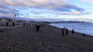 Time Lapse of People Walking on Bray Seafront at Dusk, County Wicklow, Ireland