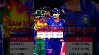 TEAM INDIA SCHEDULE WOMEN'S T20 WORLD CUP 2023 #shorts
