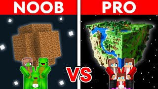 MIKEY vs JJ Family: NOOB vs PRO: GIANT PLANET Survival Build Challenge in Minecraft (Maizen)
