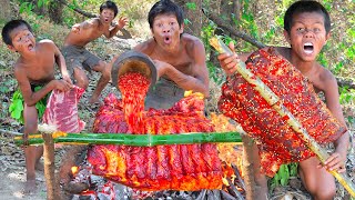 Primitive Technology - Cook Pork Rib Recipes Eating Show