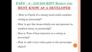 Part 5 : Javascript Basics you must know