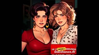 Anime 80s Retro Romance  Two Mature Women Share a Kiss #lesbian #lesbians #love #kiss #80s #retro