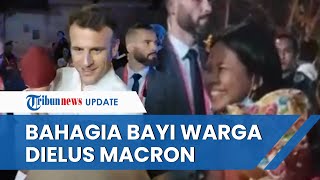 Raut Bahagia Ni Luh Nana, Bayinya Dibelai Langsung Presiden Macron saat Blusukan, Sudah Tunggu 5 Jam