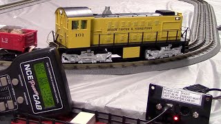 ❇️821 Demo of NCE DCC Power Cab, Controlling a MTH Protosounds 3, O Gauge 3-Rail Diesel