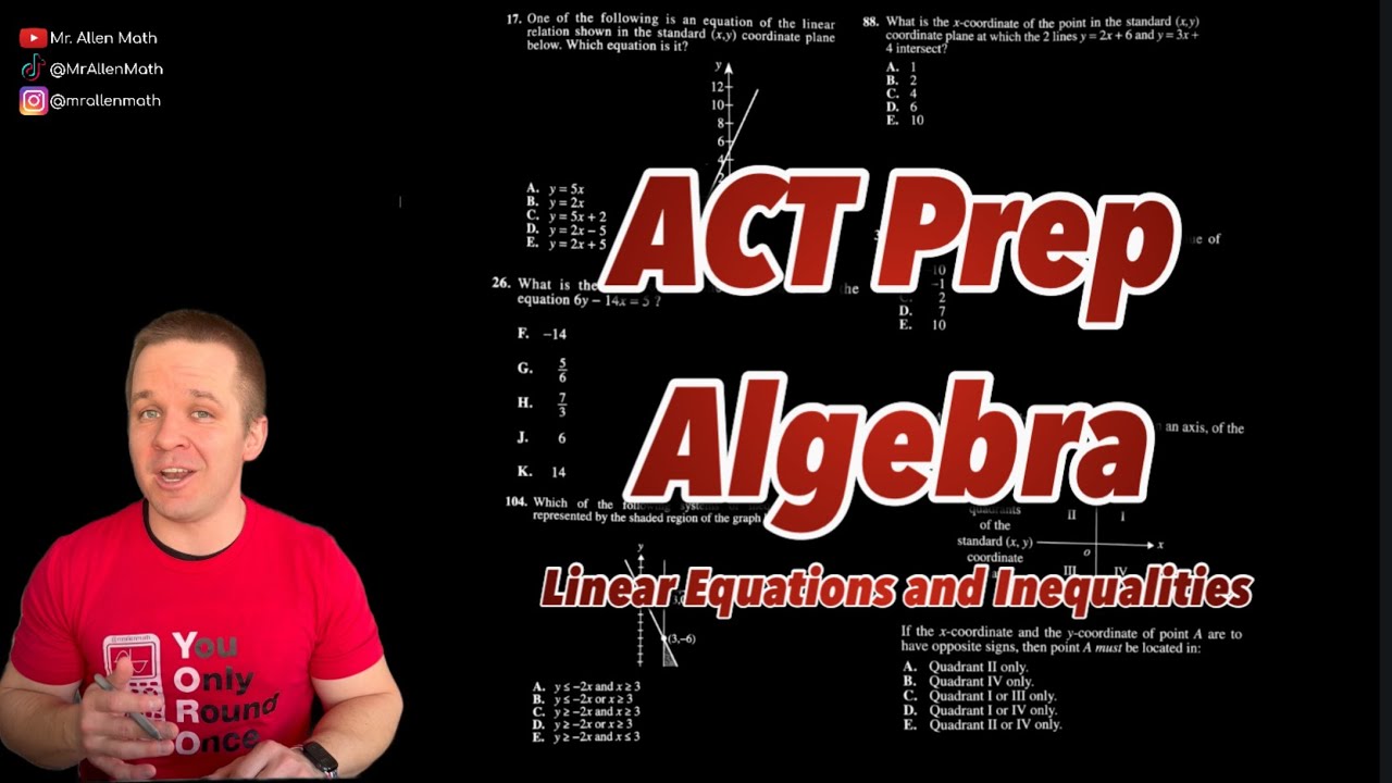 Act Math Prep Must Know Algebra 1 Concepts For A Higher Score Youtube