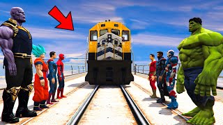 Can Superheroes Stop The Train In Gta 5 Spider-man Hulk Thanos Superman
