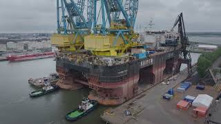 DMC docking winches | Docking of Saipem 7000 at Damen Verolme