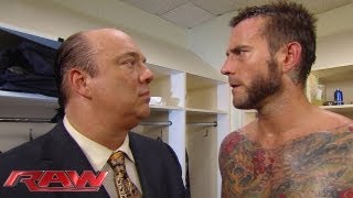 CM Punk tells Paul Heyman his focus is on becoming WWE Champion again: Raw, June 24, 2013