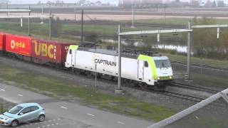 186 142, Bombardier TRAXX Captrain met UBC shuttle passeert Kijfhoek, 11-11-'12