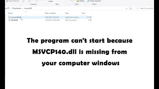 The program can't start because MSVCP140.dll is missing from your computer windows (FIXED)