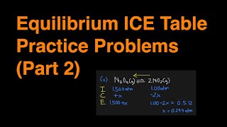 ICE Table Practice Problems - Initial Pressure, Equilibrium Pressure, Kc, Kp, Solids (Part 2)