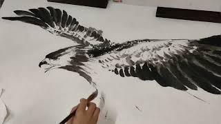 今天画个鹰 ，虽没完成但过程清晰，适合初学者!拿笔走起! traditional Chinese painting