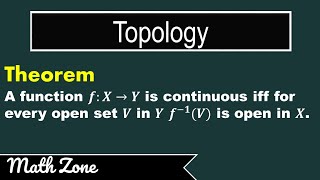 A Function from X to Y is Continuous iff for every open set V in Y f–1(V) is open in X