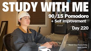 3h Study with Me 📚| Pomodoro 90/15 + Self Improvement Breaks