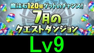 【7月クエダン】Lv9にブラックサンのずらしで攻略！！【パズドラ】【リーダースキル無効】