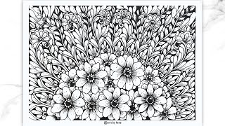 Flower Doodle Patternt For Beginners  | Doodle  inspired Art| Zendoodle