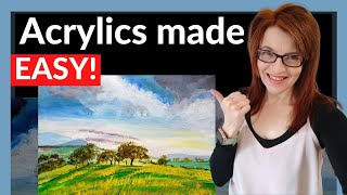 Acrylic Painting Tutorial (EASY First Landscape!)