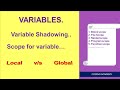 Types of Variable | Scope | variable shadowing | Priority b/w local and Global variable