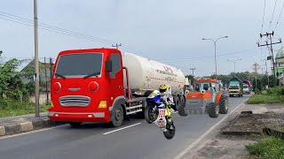 Disini Markas Truk Tangki Pertamina, Truk Kontainer besar, Bus Telolet Basuri Mirip Frank Teman Tayo