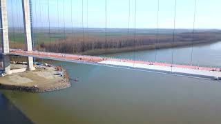 Pod suspendat peste Dunare ; Suspension Bridge over the Danube, Braila, Romania