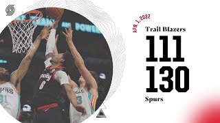 Trail Blazers 111, Spurs 130 | Game Highlights | Apr. 1, 2022