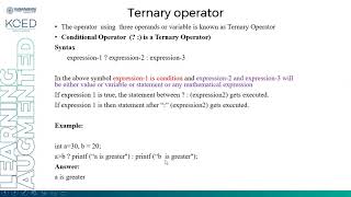 7. Conditional Operator( Ternary Operator)- Part 1