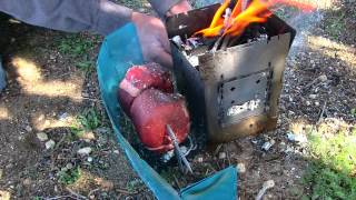 Fire Roasting Fillet Mignon Steaks On The Coffey Spit! Gourmet Camping Food!